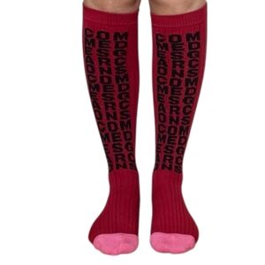 NWT Comme des Garcons Red Pink logo socks Sz M